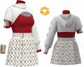 Guvpev Women Nova Bright Costume, Zombies 4 Costumes, Dawn of the Vampires Nova Cheerleader Cosplay Costume, Mesh Top Skirt Hoodies Wrist Prop Full Set Outfits, Halloween Fancy Dress Costumes