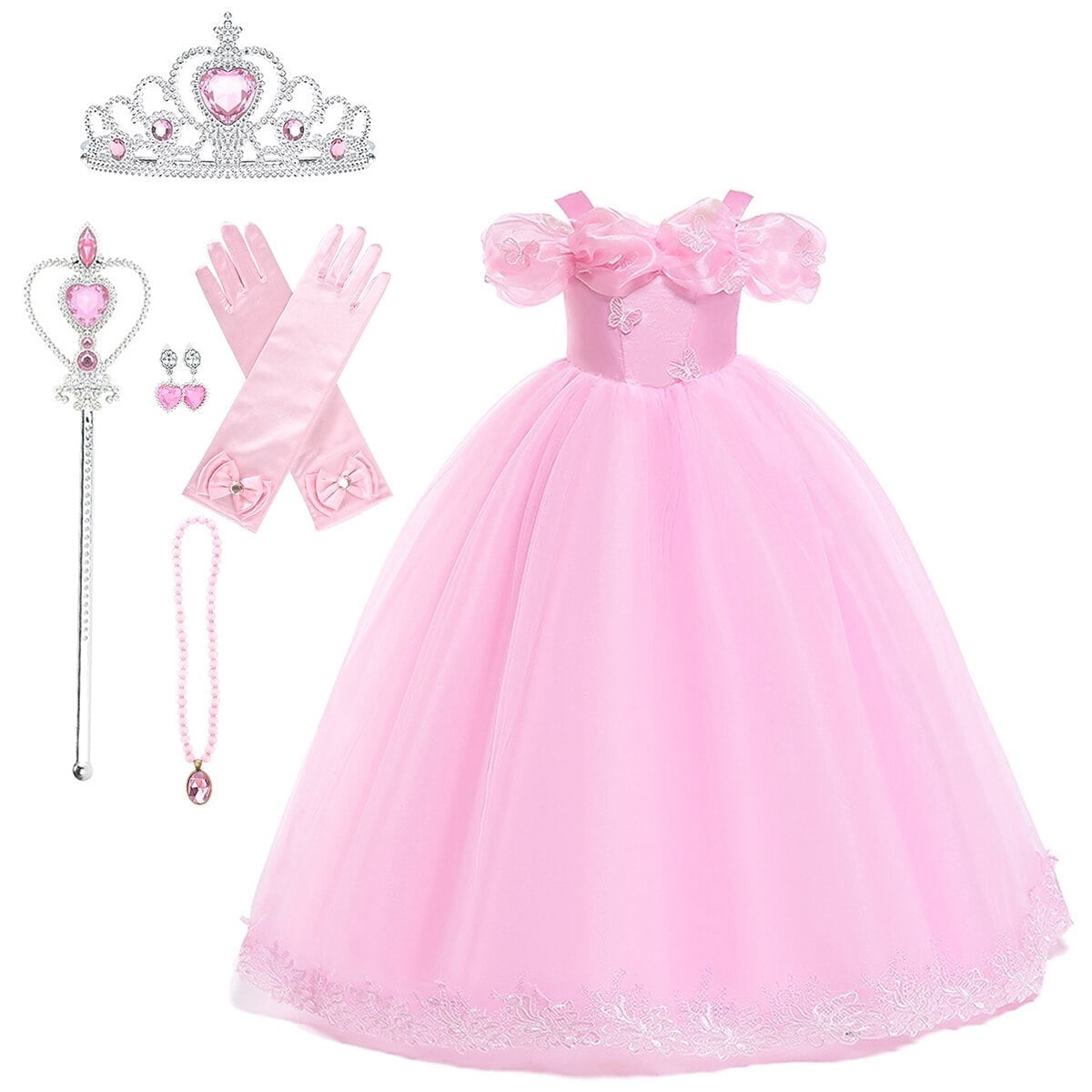 HAWEE Princess Dress for Girls, Halloween Cosplay Costume Toddler Off the Shoulder Blue Fancy Outfit