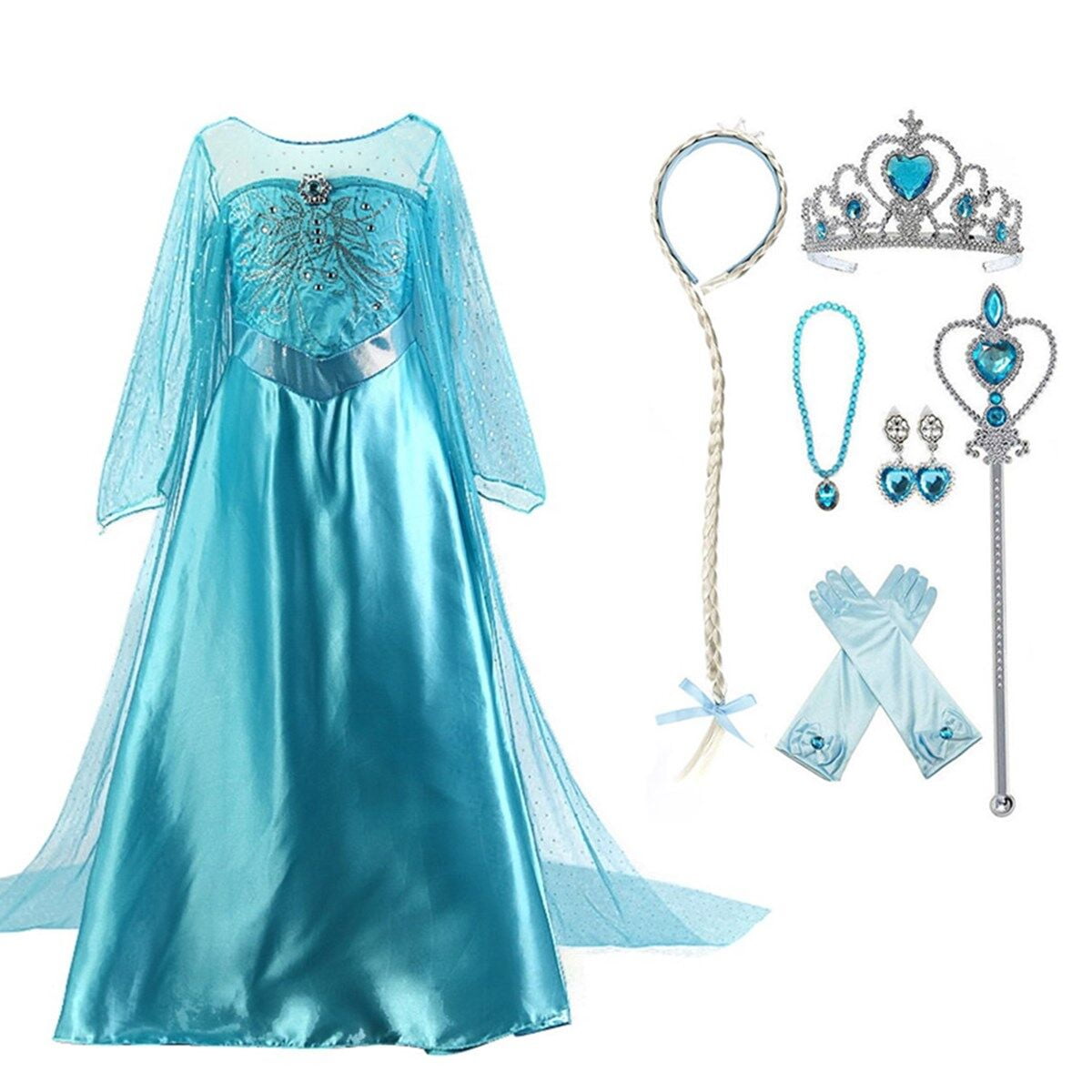 HAWEE Girls Princess Dress Costume with Long Cape - Luxury Sequin Halloween Dress up