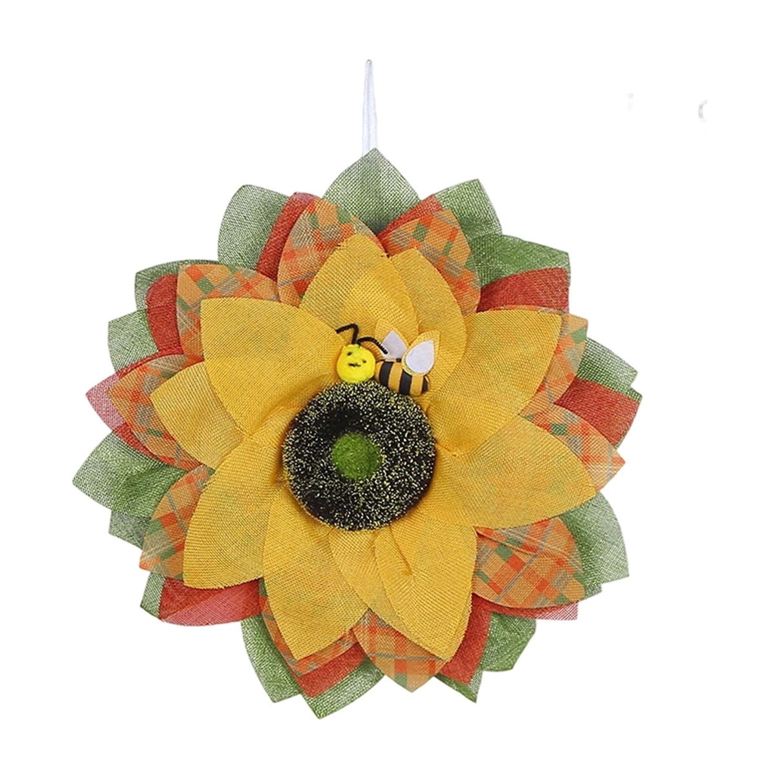 HOARBOEG Autumn Harvest Sunflower Wreath, Artificial Pumpkin Maple Leaf Fall Wreath for Front Door, 21.65 in Thanksgiving Wall Hanging Decor, Outdoor Indoor Harvest Decor