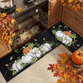 HOARBOEG Fall Pumpkin Maple Leaf Floor Mat 2-Piece Set - Non-Slip Halloween Thanksgiving Decorative Rug for Bathroom, Kitchen, Porch, Entrance, Polyester Foot Mats, Easy Clean Indoor/Outdoor