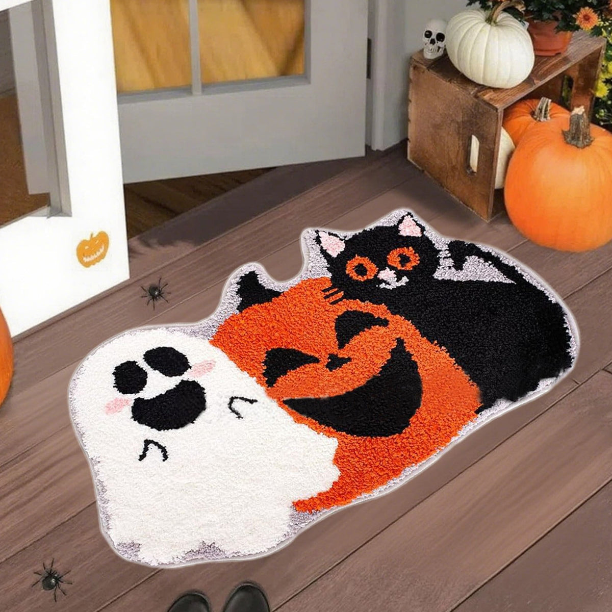 HOARBOEG Halloween Bath Mat, Non-Slip Pumpkin Rugs, Fall Thanksgiving Kitchen & Bathroom Decor Doormat, Soft Floor Mat with Rubber Back, 19.6*31.4in, Machine Washable Door Mats