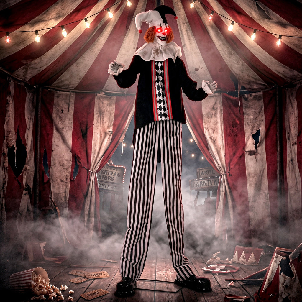 HOMCOM Large Animated Clown Halloween Decorations with Sound Touch Activated, Light Up Eyes, Animated Prop