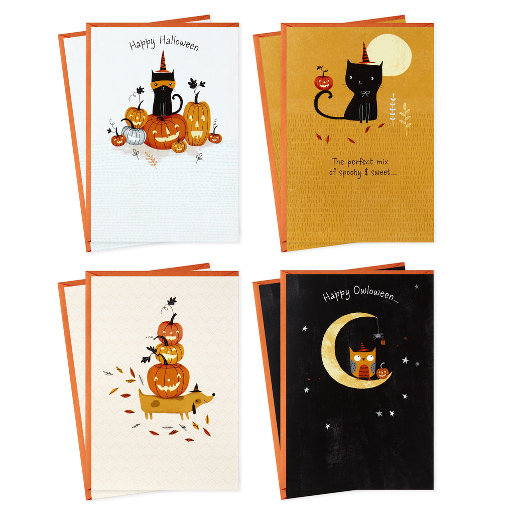 Hallmark Assorted Halloween Cards (Nostalgic Critters), 8 Count