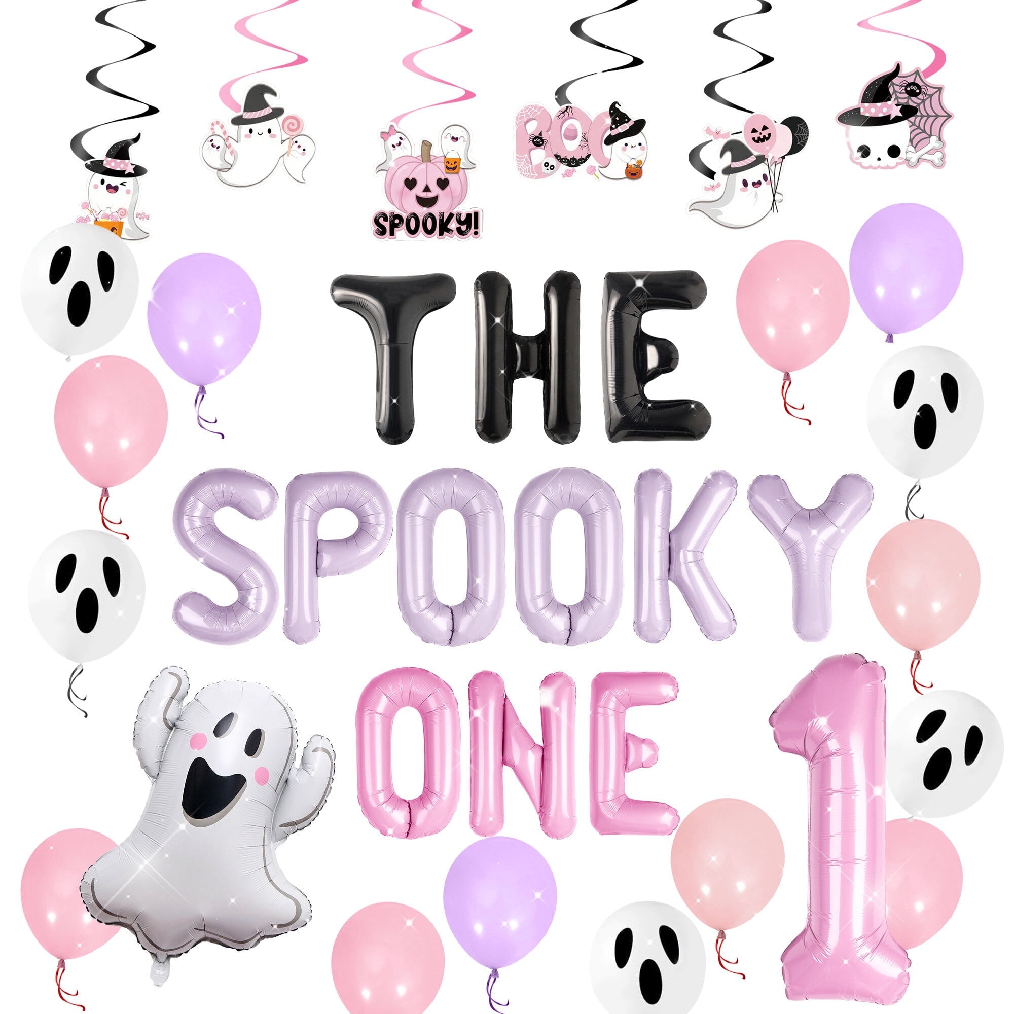 Halloween Party Decorations Set - The Spooky One Theme with Pink Purple Balloons & Ghost Decor