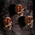 Halloween Animatronics Skull Stakes Pathway Markers, Hanging Animated Decorations, Floating Scary Skeleton with Sound Activated, Talking, Light Up Eyes, Haunted Horror Prop for Indoor, Outdoor (3Pack