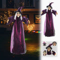 Halloween Animatronics Witch Decorations, 6 FT Hanging Witch Halloween Decor, Giant Animated Standing Talking Witch with Red Eyes, Flying Witch Standing Decor for Scary Decors Prop