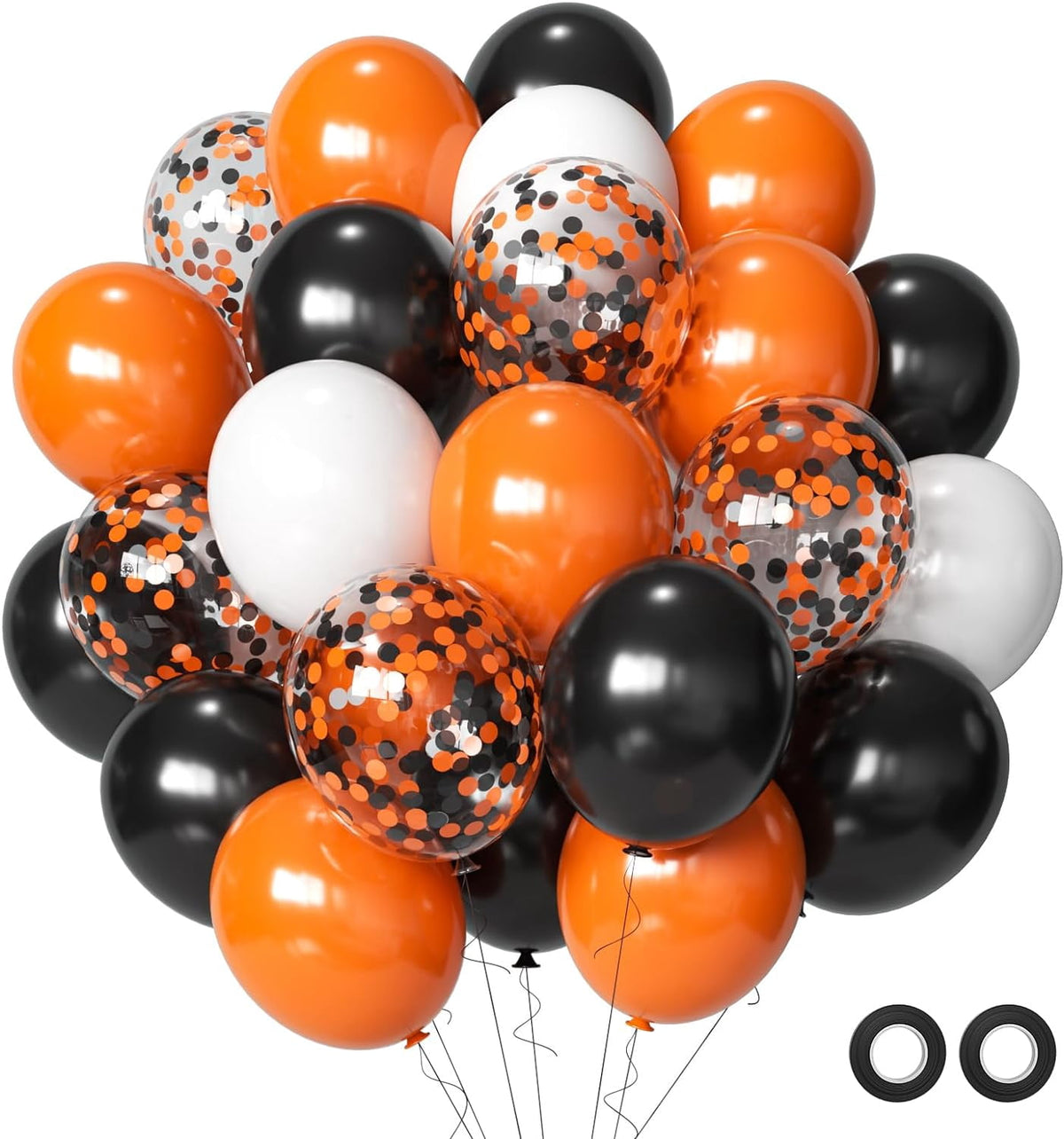 Halloween Balloons Black Orange Balloons Set, 50Pcs 12inch Black White Orange Confetti Latex Balloon Halloween Balloon for Celebration Party Bar Anniversary Graduation Decoration
