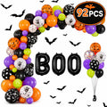 Halloween Balloons, Latex Arch Garland Kit With BOO Foil Confetti Balloons Bat Decoration Set for Halloween Party Decorations 92Pcs