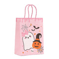 Halloween Cute Ghost Paper Gift Bags with Handles,Trick or Treat Candy Bags for Pumpkin Candy Goodie Present Bags, Festive Halloween Party Favor Bags Gift Holders for Gifts Treats(A)