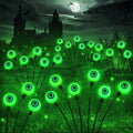 Morfone Halloween Decorations Outdoor, 2 Pack 12 LEDs Solar Scary Eyeball Lights, Waterproof Eyeball Swaying Firefly Lights, Halloween Path Lights for Garden Yard Party, Green