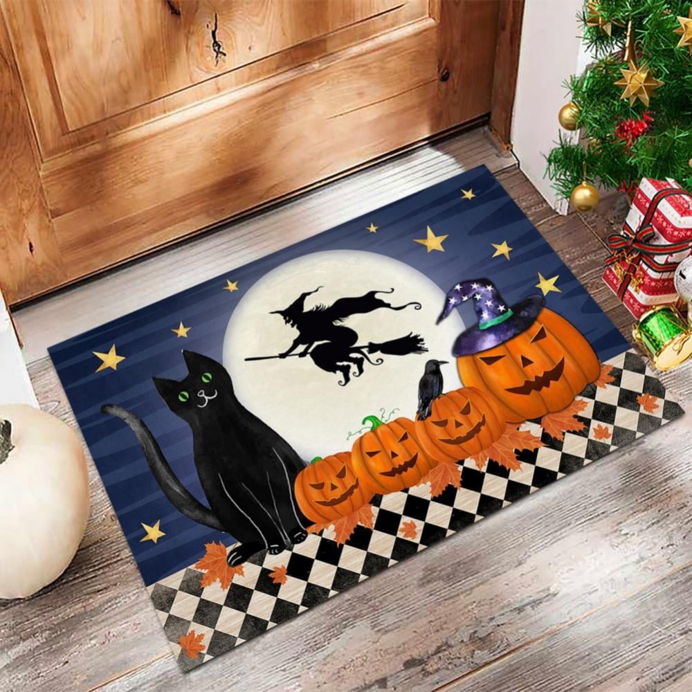 Halloween Door Mat Outdoor Trick or Treat Doormat Non Slip Funny Rug Pumpkin Holiday Decorative Entrance Mat for Halloween Indoor Outdoor Decoration, 15.7x23.6"