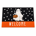 Halloween Ghost Welcome Printed Doormat, Entrance Rug with Skidproof Rubber Backing for Halloween Front Porch Entryway Indoor Outdoor Decor,50x80cm