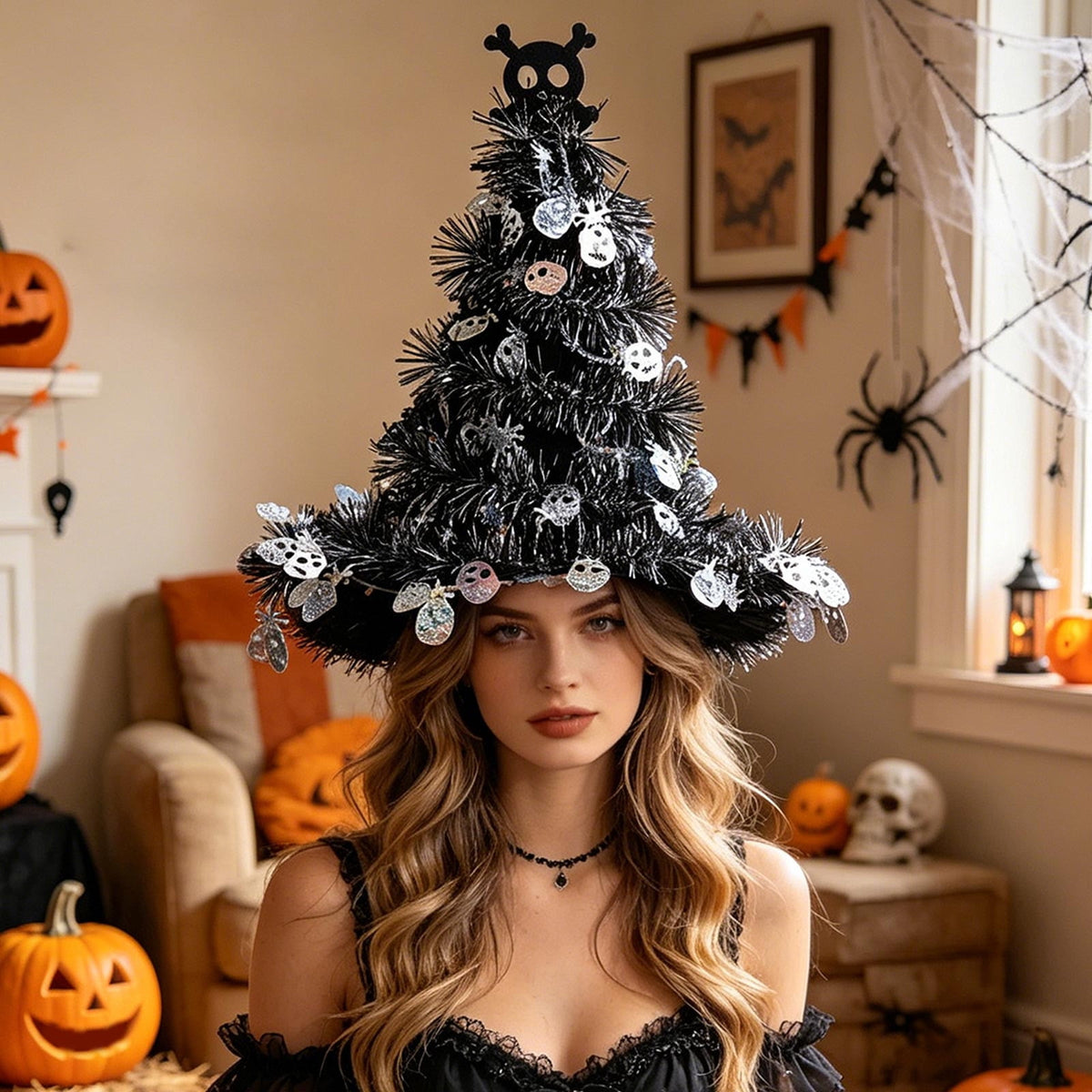 1Pc Halloween Mini Pumpkin Branches Artificial Black Twigs Vase Fillers for Table Mantel Centerpiece Creepy Gothic Scary House Decor
