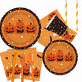 Halloween Party Supplies Set For 24 Guests, Pumpkin Plates, Cups, Napkins, Cutlery, Disposable Tableware Kit For Kids & Adults Halloween Decorations Pumpkin G