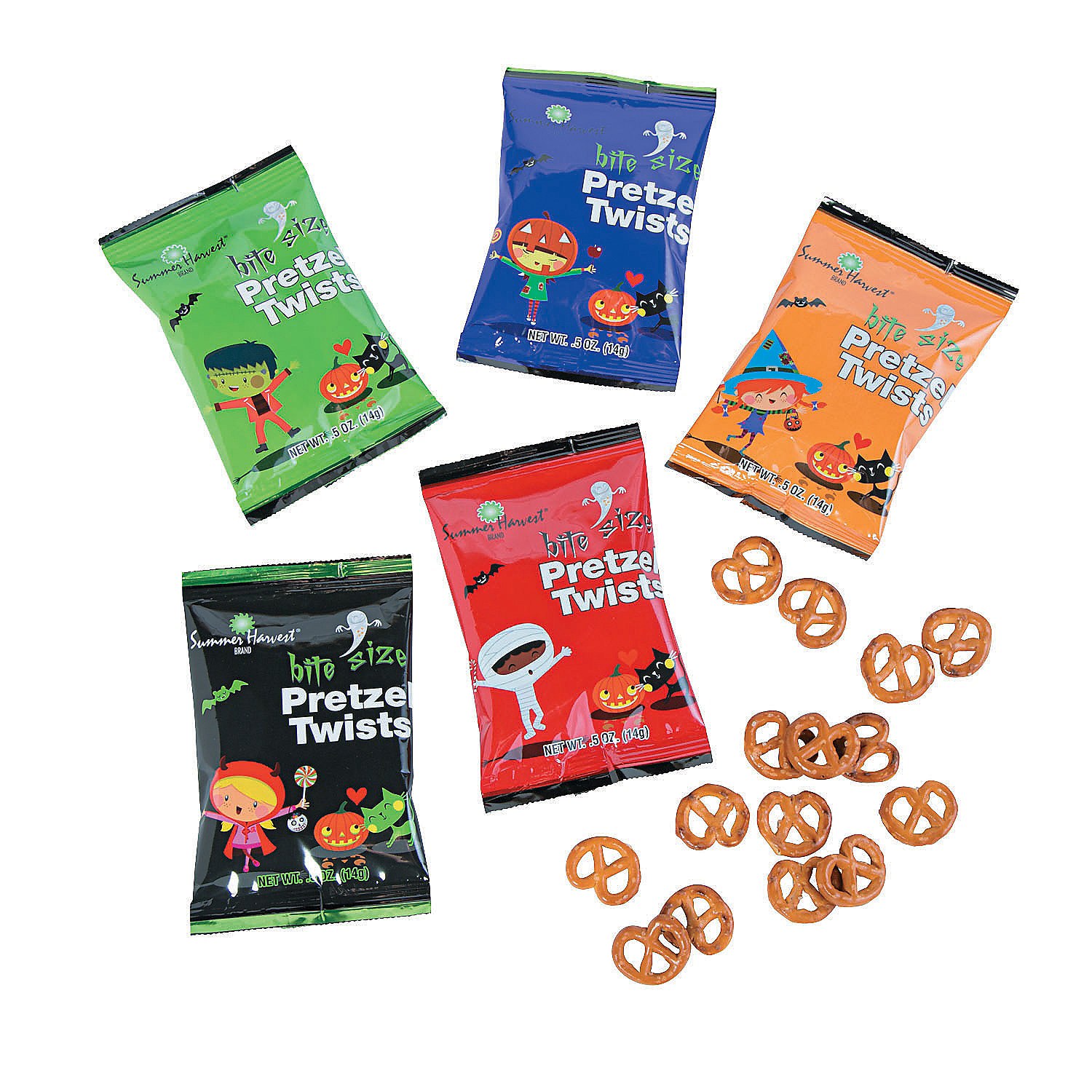 Halloween Pretzel Packets, Edibles, Halloween, 48 Packs 1 lb 8 oz