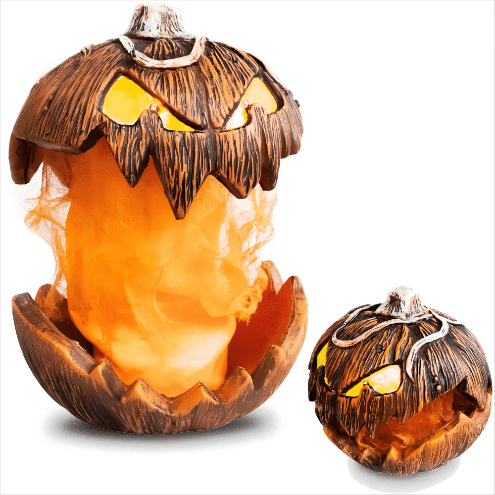 Halloween Pumpkin Head Yard Decor Lighting 2025 New Gourdo Jack-O-Lantern Decor Mouth Open Vintage Pumpkin Halloween Lights Indoor ＆ Outdoor Scary Decorations for Haunted House Porch Yard Party Decor