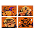 Halloween Pumpkin Placemats Set of 4, 12x18 Inch Pumpkin and Black Cat Table Mat, Washable Heat Resistant Place Mats for Kitchen Dining Table, Spooky Themed Decoration for Home, A