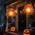 2PCS Halloween Pumpkin & Spider - Web Solar Lantern – Orange Metal Cutout Design with Jack - o'- Lantern Motifs, Solar - Powered LED Light for Garden, Patio & Festive Decor,2 PACK