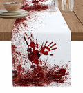 Halloween Red Blood Table Runner 90 Inches, Horror Bloody Handprint Bed Runner Dresser Scarves Tabletop for Indoor Outdoor Parties/Ceremony/Banquet, 13" x 90"