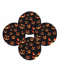 Halloween Round Placemats Set of 4 Spooky Jack-O-Lanterns Place Mats Washable Woven Placemat Orange Black Scary Pumpkin Grimace Circle Braided Table Mat for Kitchen Dining Table Party Decor 15 Inch