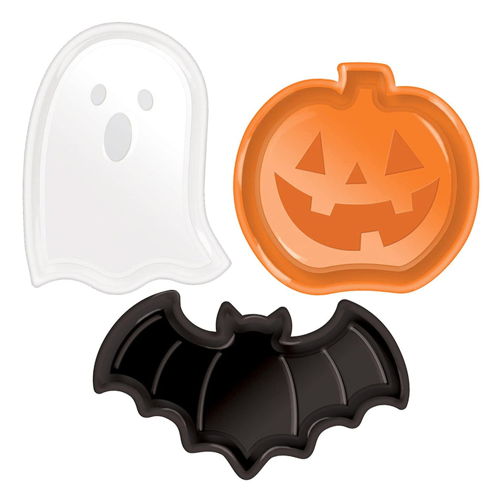 Halloween Serving Trays Set of 3 Pumpkin Ghost Bat Candy Snack Platters Farmhouse Trays for Party Decor Dessert Plates