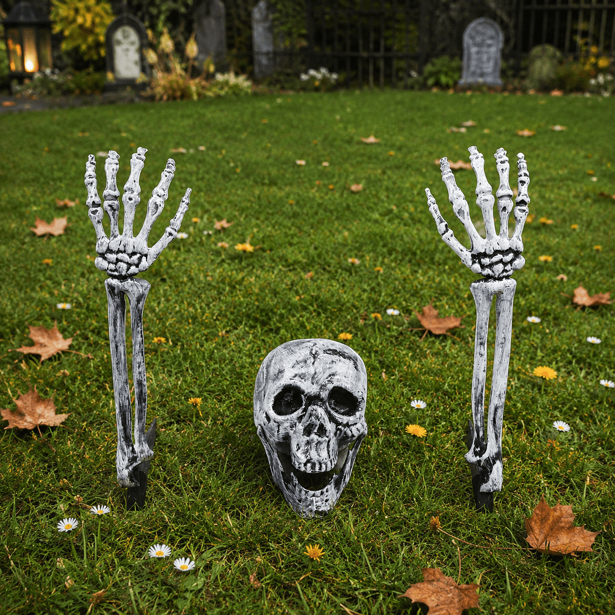 Kabuer Halloween Skeleton Decorations, Skeleton Stakes for Halloween Party Yard Outdoor Graveyard Props Decor