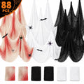 Halloween Creepy Cloth Halloween Gauz Scary Decoration with Bats Spiders Fabric Hanging Spooky Stuff for Indoor Outdoor Home Wall Haunted House Party Supplies 88Pcs Set 1