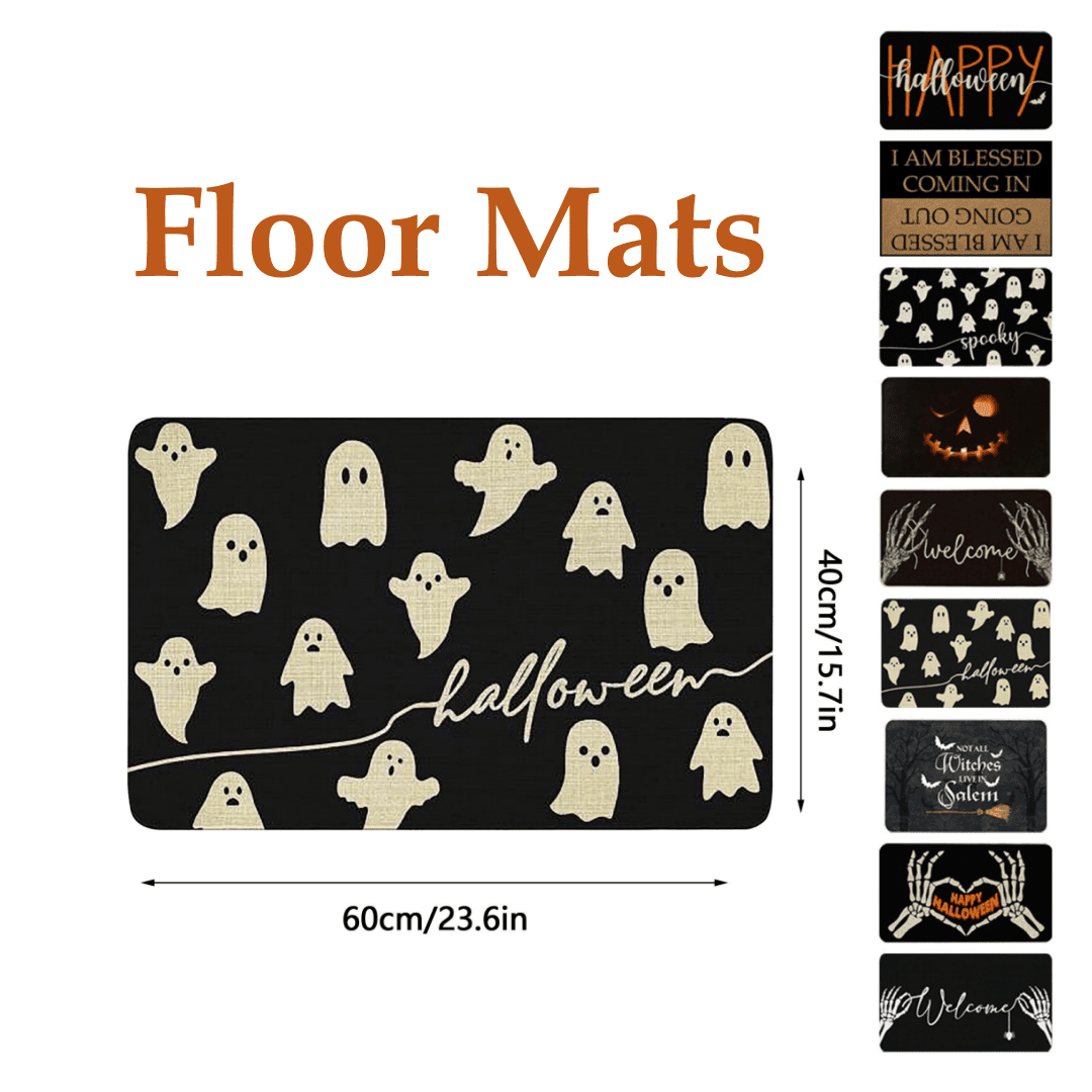Halloween Welcome Doormat, Indoor Outdoor Entrance Floor Mat, Trick or Treat Decorations Doormat, Non Slip Halloween Decor Funny Mats