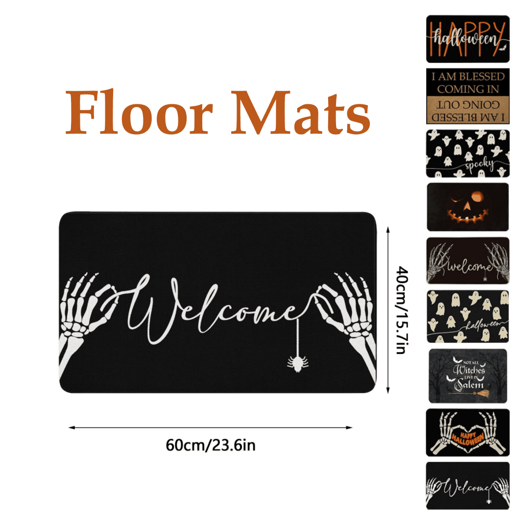 Halloween Welcome Doormat, Indoor Outdoor Entrance Floor Mat, Trick or Treat Decorations Doormat, Non Slip Halloween Decor Funny Mats