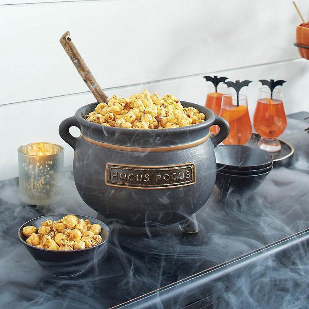 Halloween Witches Cauldron Serving Bowls Decor Set Mini Witches Cauldron Serving Bowls Shelf Black Candy Bowl Witches Cauldron Serving Bowls