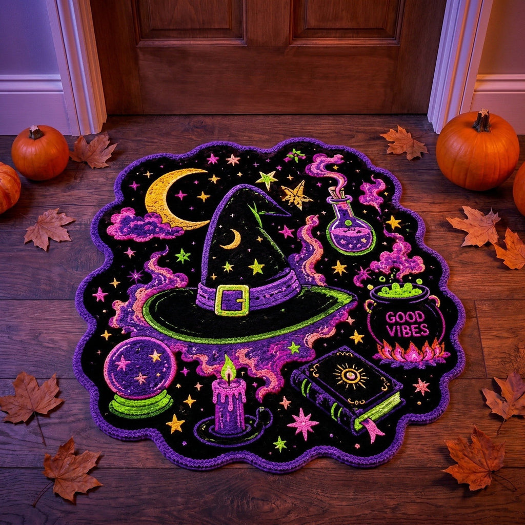 Halloween Wreath Shaped Rugs, Soft Indoor Mat for Entryway, Kitchen, Halloween Party, Pumpkin Witch Spooky Home Decor, 23.62x15.75 Inches
