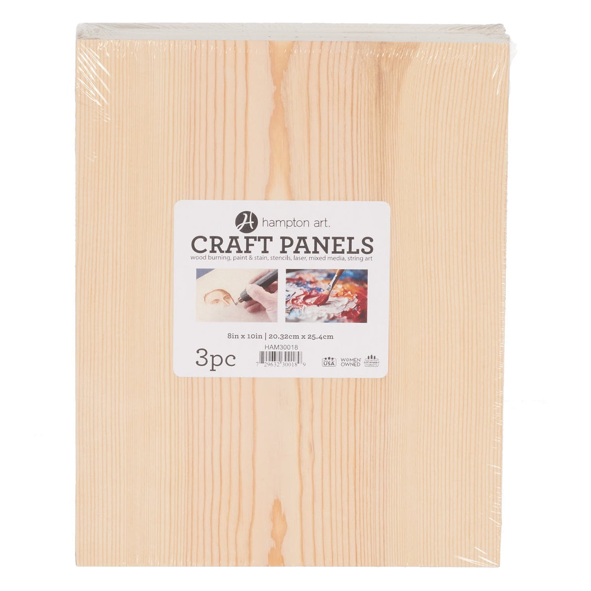 Hampton Art Brown Wood 8x10 Craft Panels, 3 Piece