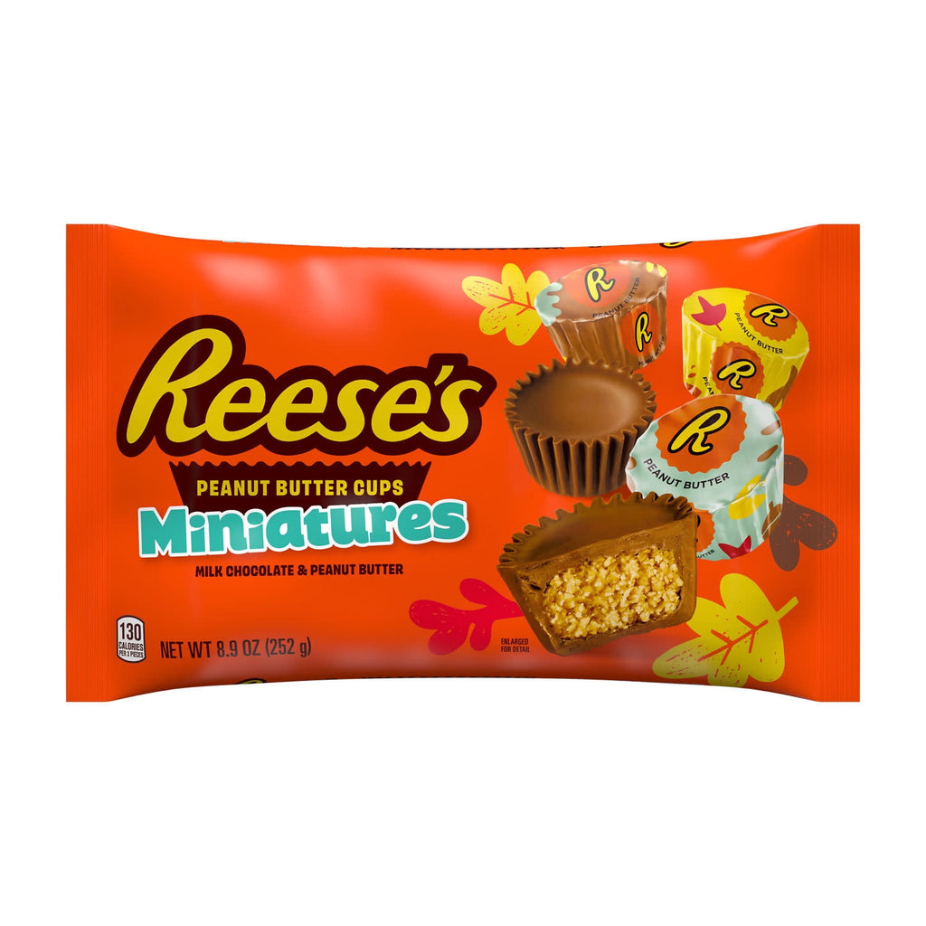 Reese's Miniatures Milk Chocolate Peanut Butter Cups, Fall Candy Bag, 8.9 oz