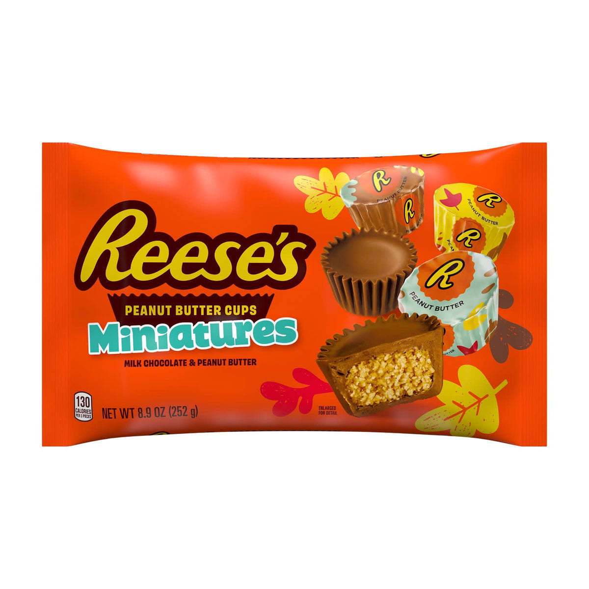 Reese's Miniatures Milk Chocolate Peanut Butter Cups, Fall Candy Bag, 8.9 oz