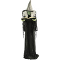Haunted Hill Farm 5.5 ft Poseable Witch with Spell Book, Lights and Sound, Indoor/Covered Outdoor Halloween Decoration, HHWITCH-9FLS