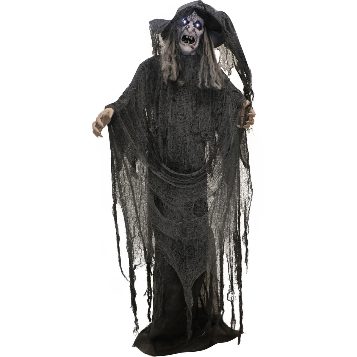 Haunted Hill Farm 5.75 ft Animatronic Witch Indoor/Covered Outdoor Halloween Decoration, HHWITCH-20FLSA