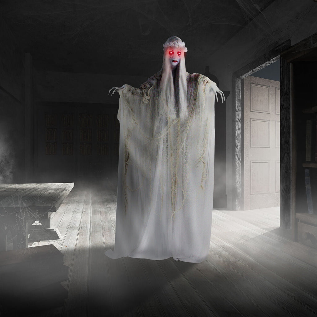 Haunted Hill Farm 6.5 Ft Life-Size Animatronic Bride Indoor/Outdoor Halloween Decoration, Multicolor, HHLADY-2FLSA