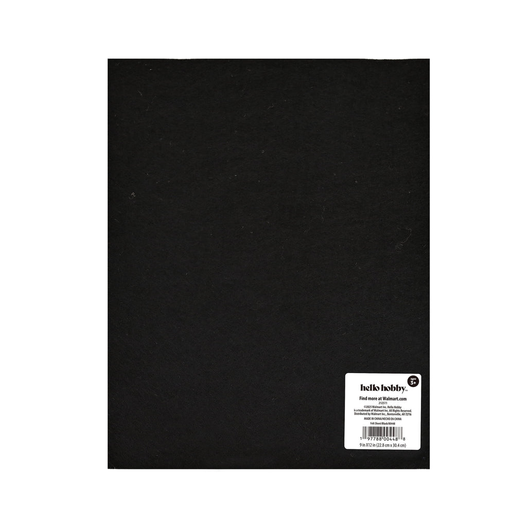 Hello Hobby Black Felt Sheet for Crafting, 9 x 12 Inches