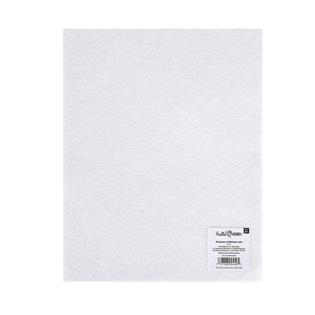 Hello Hobby Soft White Felt Craft Sheet, 9" x 12", Ideal for Sewing and Diy Projects