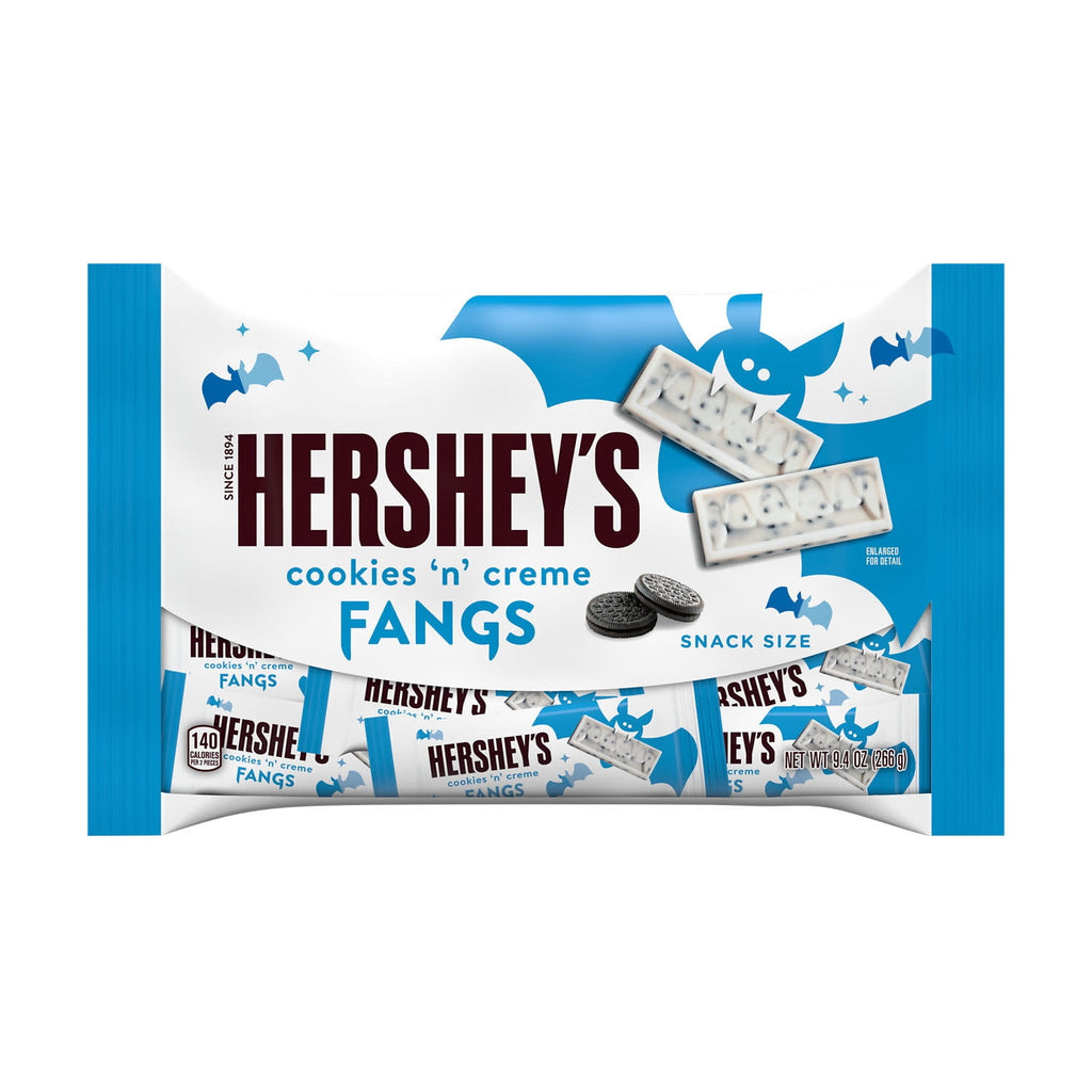 Hershey's Cookies 'n' Creme Fangs Snack Size, Halloween Candy Bag, 9.4 oz
