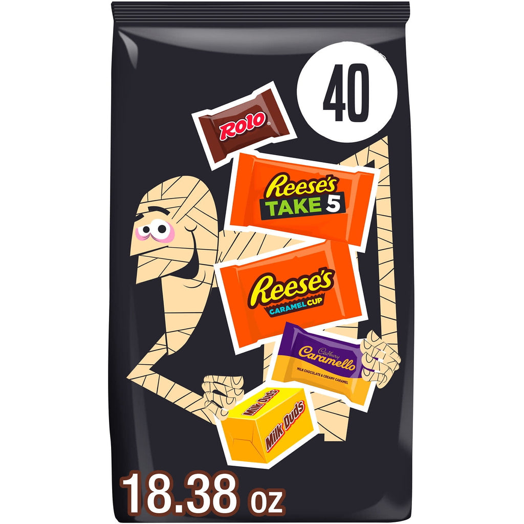 Hershey Assorted Caramel, Halloween Candy Variety Bag, 18.38 oz (40 Pieces)