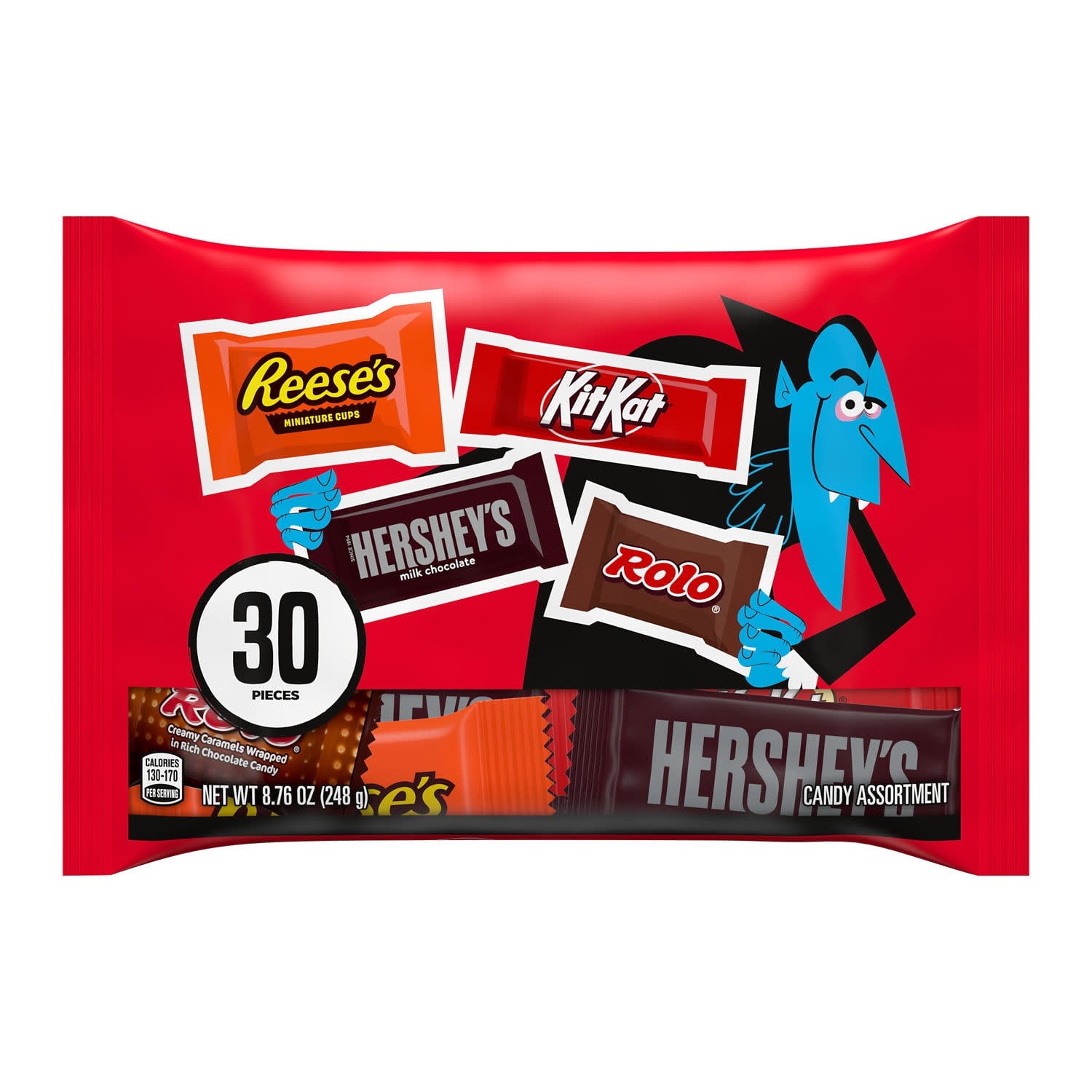 Hershey Assorted Chocolate, Halloween Candy Variety Bag, 8.76 oz (30 Pieces)