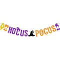 Hocus Pocus Halloween Banner, Glitter Purple Orange Black, Witch Hat Party Decoration