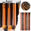 Home Decor Orange And Black Foil Curtains 6.6X3.3 Feet | Halloween Fringe For Halloween Decorations | Orange And Black Door Streamers Orange Foil Fringe Curtain For Orange Party Decoration