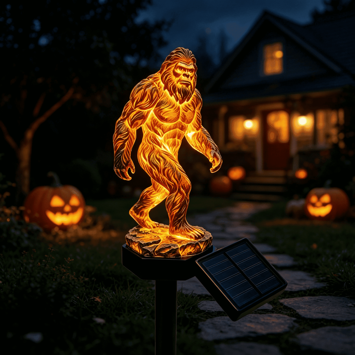 Clearance! Highland Cow Solar Garden Light, 18in Garden Statue with LED Glow, Waterproof Outdoor Yard Decor Stake, Resin Lawn Pathway Light for Backyard Patio Porch Halloween Gift