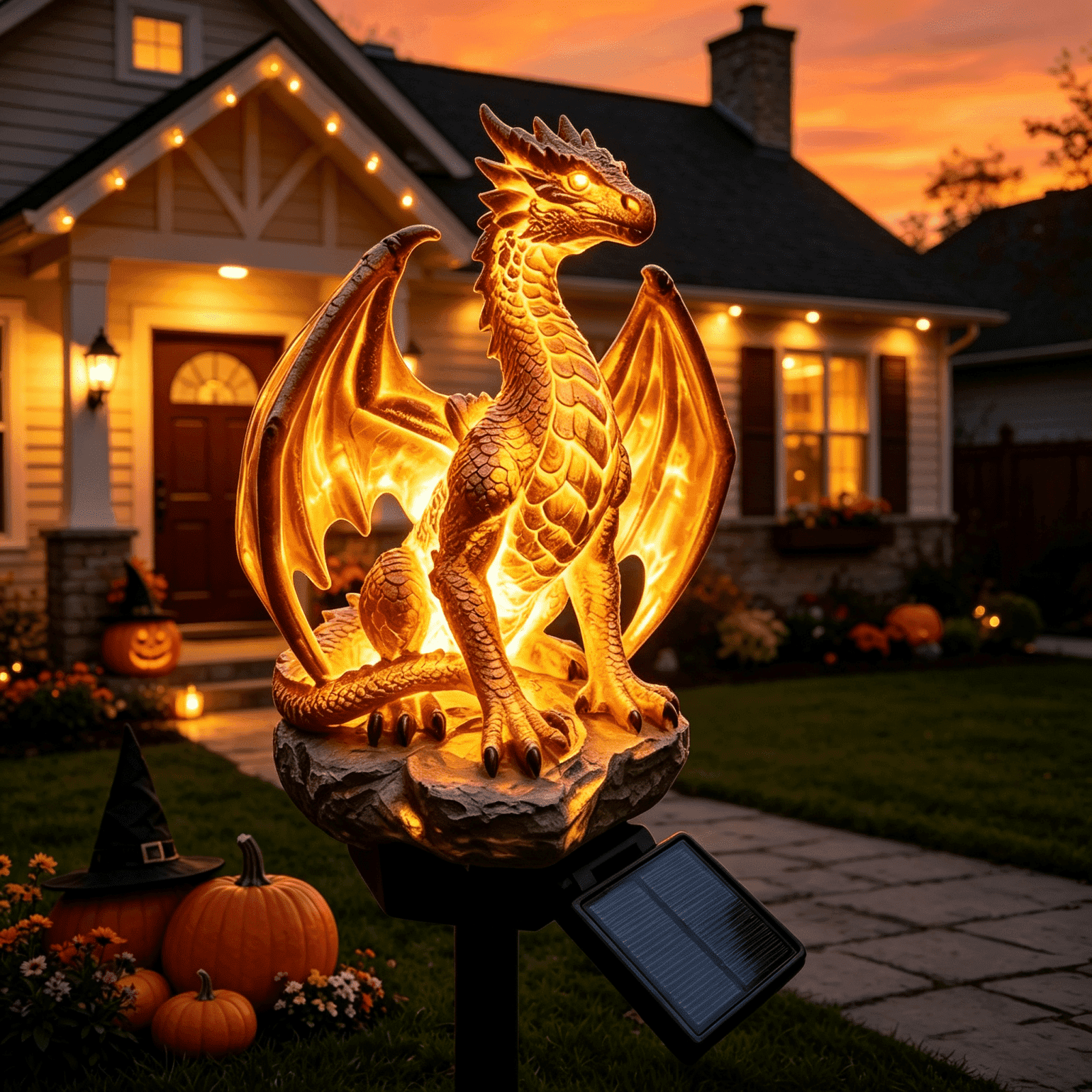Clearance! Highland Cow Solar Garden Light, 18in Garden Statue with LED Glow, Waterproof Outdoor Yard Decor Stake, Resin Lawn Pathway Light for Backyard Patio Porch Halloween Gift
