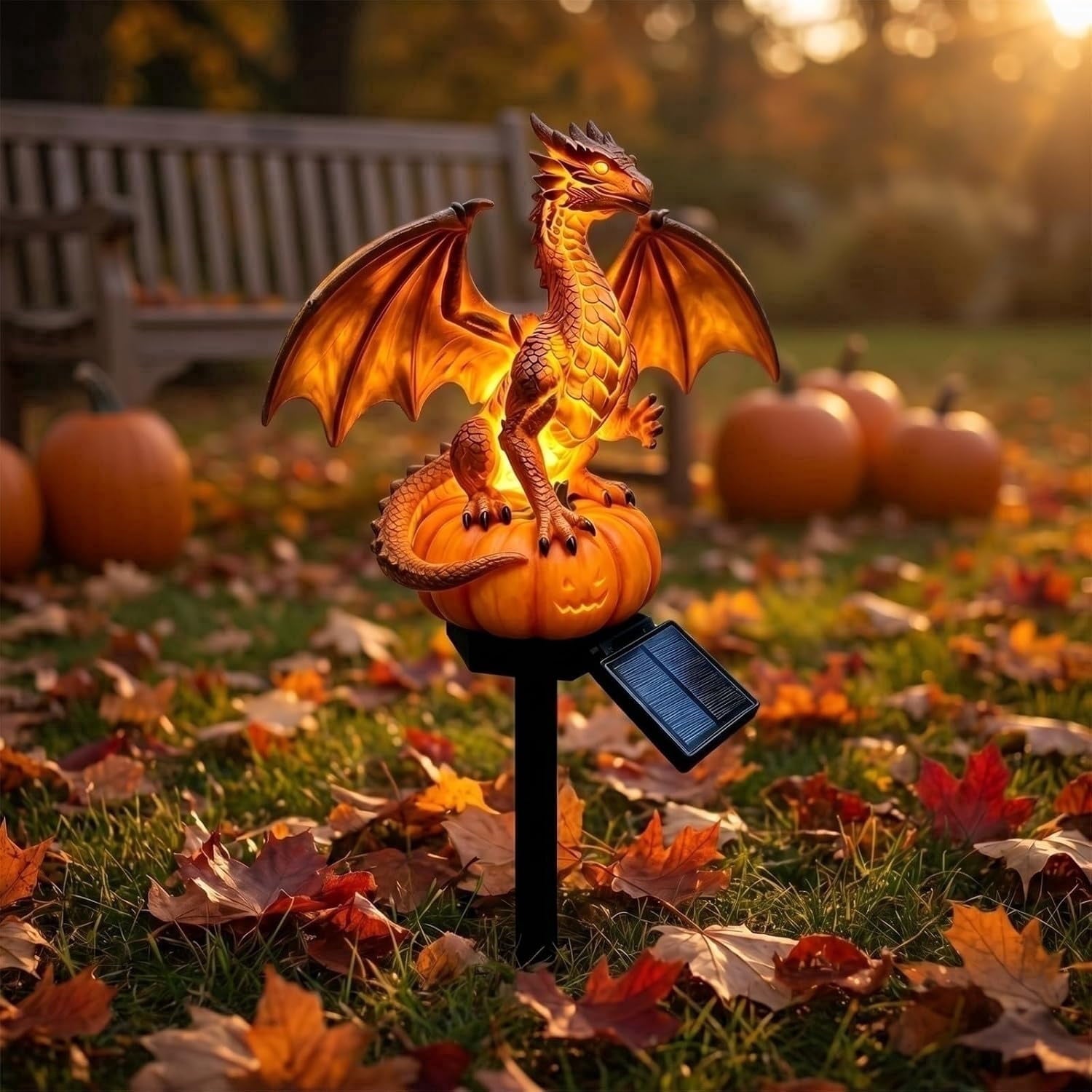 Clearance! Highland Cow Solar Garden Light, 18in Garden Statue with LED Glow, Waterproof Outdoor Yard Decor Stake, Resin Lawn Pathway Light for Backyard Patio Porch Halloween Gift
