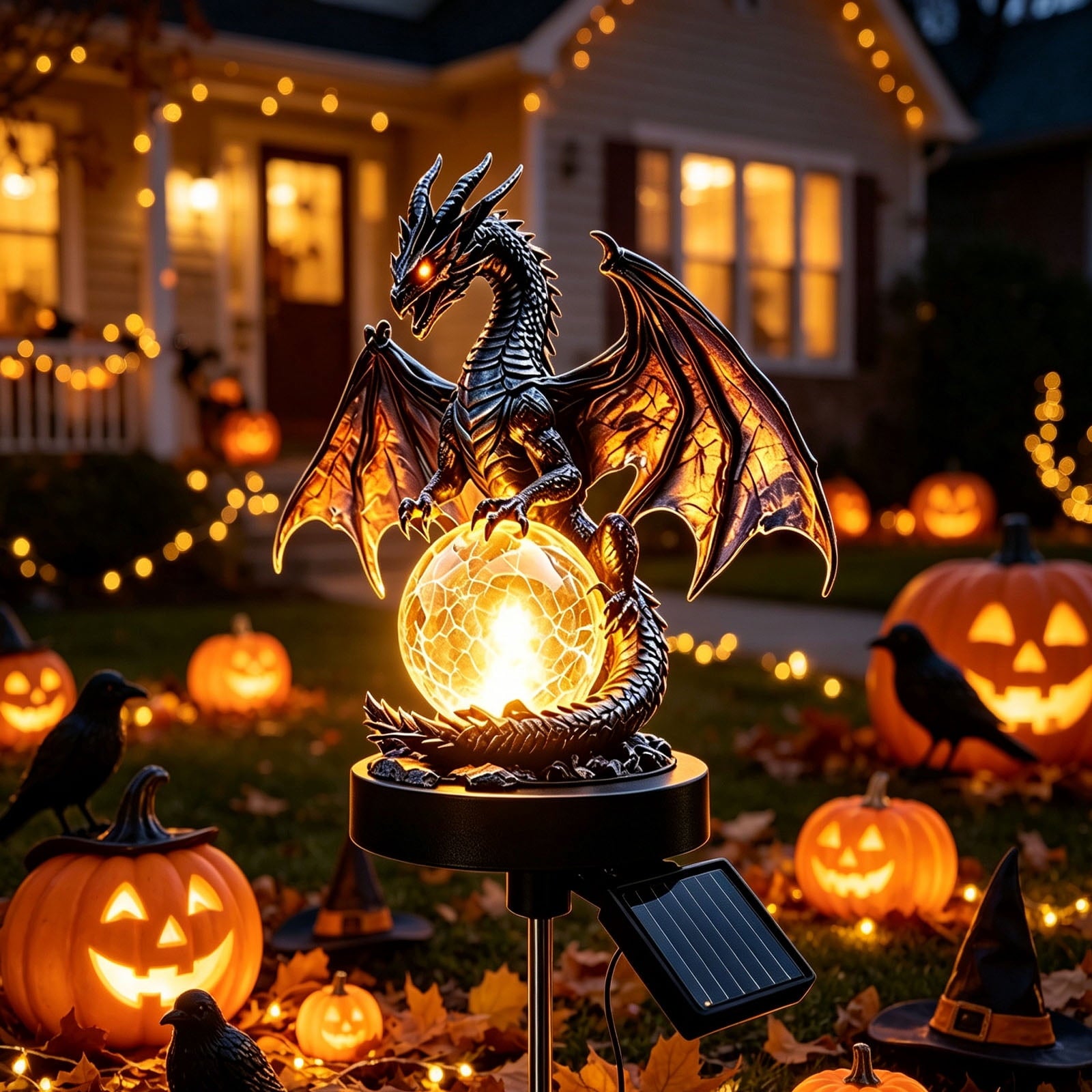 Clearance! Highland Cow Solar Garden Light, 18in Garden Statue with LED Glow, Waterproof Outdoor Yard Decor Stake, Resin Lawn Pathway Light for Backyard Patio Porch Halloween Gift