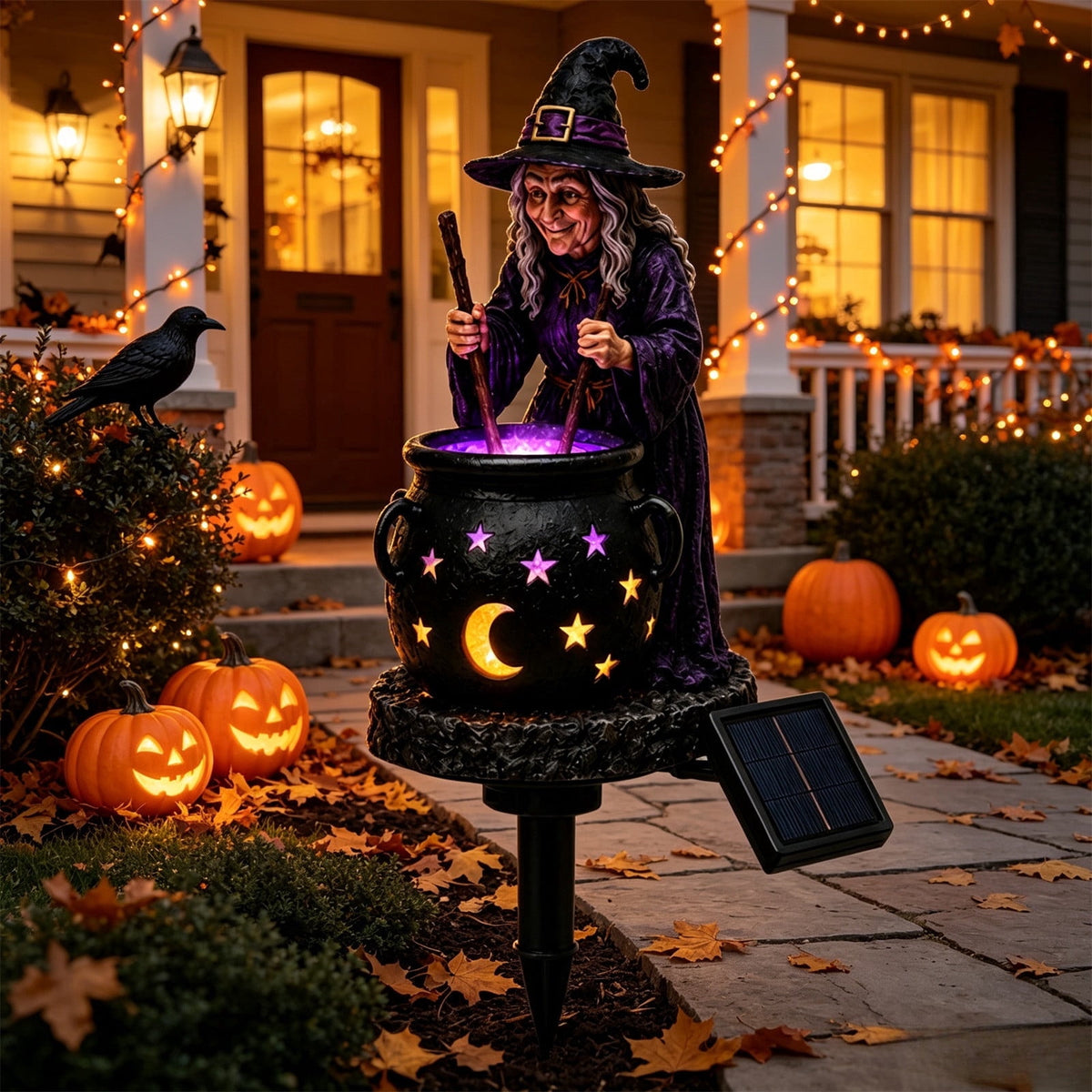Clearance! Highland Cow Solar Garden Light, 18in Garden Statue with LED Glow, Waterproof Outdoor Yard Decor Stake, Resin Lawn Pathway Light for Backyard Patio Porch Halloween Gift